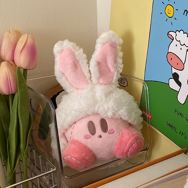 Qoo10] うさ耳カービィペンダントかわいいぬいぐる