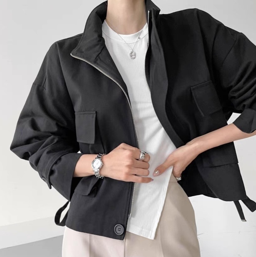 ショートジャケット プルオーバー ショート丈 ドロスト ショートトレンチ バックコンシャス 黒 ブラック 白 ホワイト ベージュ 韓国 オルチャン レディース スタンドカラー ギャザー ショートジャケット プルオーバー ショート丈 ドロスト ショートトレンチ バックコンシャス 黒 ブラック 白 ホワイト ベージュ 韓国 オルチャン レディース スタンドカラー ギャザー