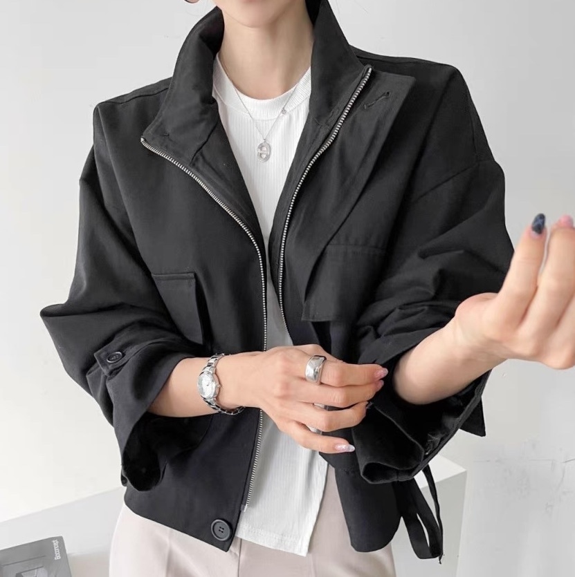 ショートジャケット プルオーバー ショート丈 ドロスト ショートトレンチ バックコンシャス 黒 ブラック 白 ホワイト ベージュ 韓国 オルチャン レディース スタンドカラー ギャザー ショートジャケット プルオーバー ショート丈 ドロスト ショートトレンチ バックコンシャス 黒 ブラック 白 ホワイト ベージュ 韓国 オルチャン レディース スタンドカラー ギャザー