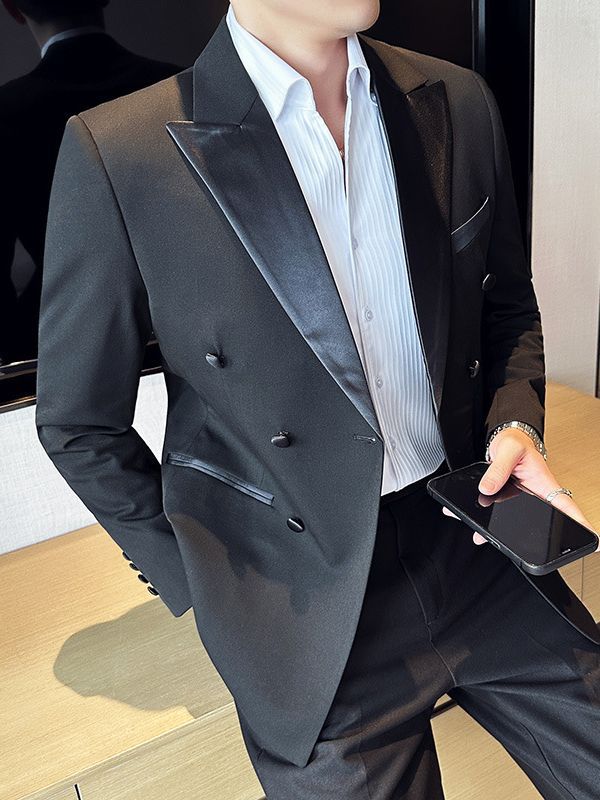 スーツ 花婿 結婚 ダブルボタン スリム 質感 秋 二点セット スーツ 花婿 結婚 ダブルボタン スリム 質感 秋 二点セット