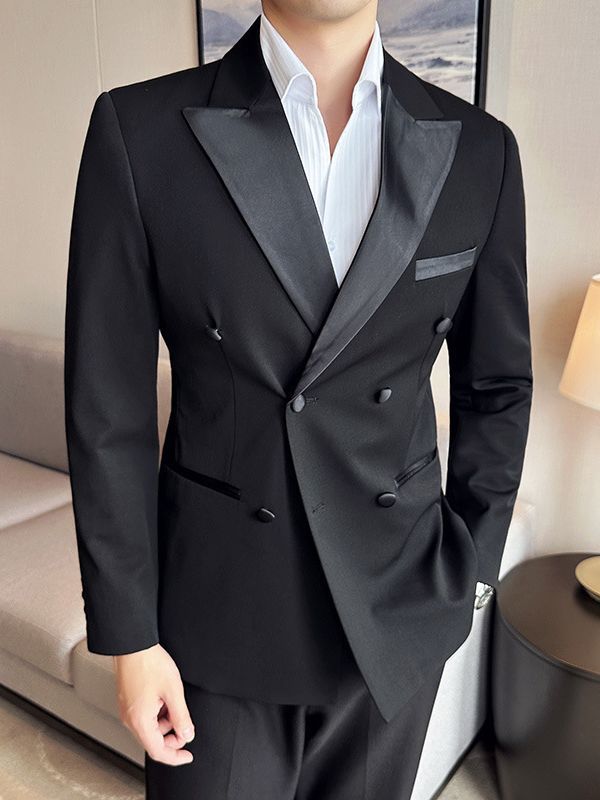 スーツ 花婿 結婚 ダブルボタン スリム 質感 秋 二点セット スーツ 花婿 結婚 ダブルボタン スリム 質感 秋 二点セット