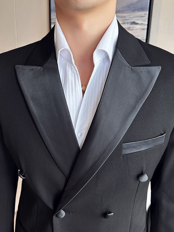 スーツ 花婿 結婚 ダブルボタン スリム 質感 秋 二点セット スーツ 花婿 結婚 ダブルボタン スリム 質感 秋 二点セット