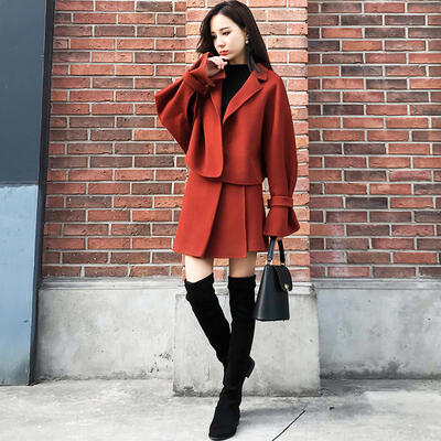袖コンシャス セットアップ ジャケット スカート コート アウター ショート丈 長袖 ミニスカート レディース ゆったり 着回し エレガント 大きいサイズ おしゃれ オレンジ ブラウン 春 秋 冬 2 袖コンシャス セットアップ ジャケット スカート コート アウター ショート丈 長袖 ミニスカート レディース ゆったり 着回し エレガント 大きいサイズ おしゃれ オレンジ ブラウン 春 秋 冬 2