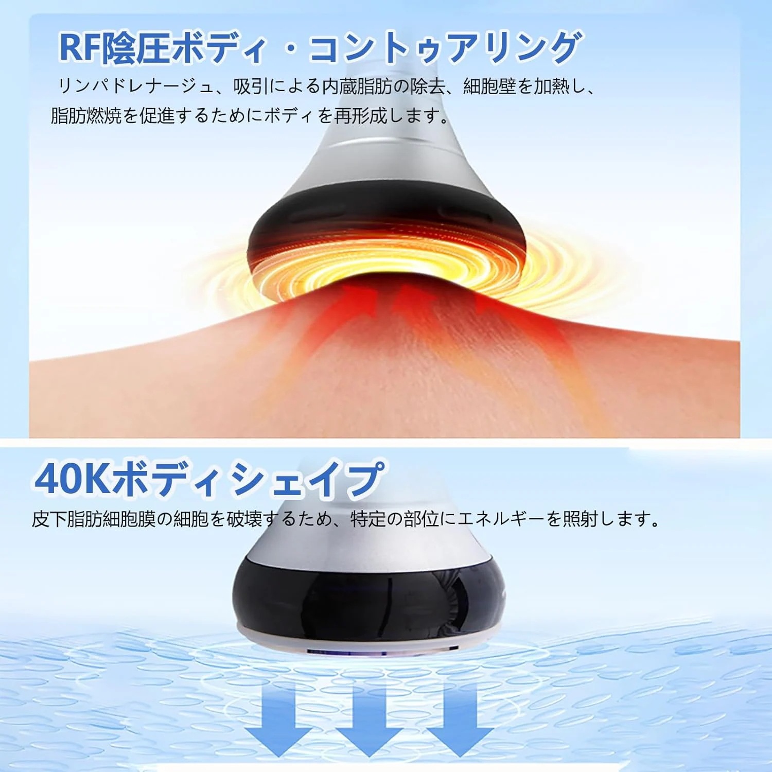 キャビテーション 4in1 40KHZ キャビテーション+光ラジオ波 家庭用/業務用 多極RF ボディ スリミング マシン しわを引き締め110V