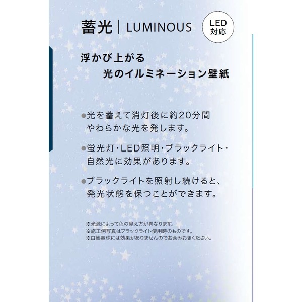 光る壁紙（蓄光） のり無し壁紙 サンゲツ FE74433 92cm巾 40m巻