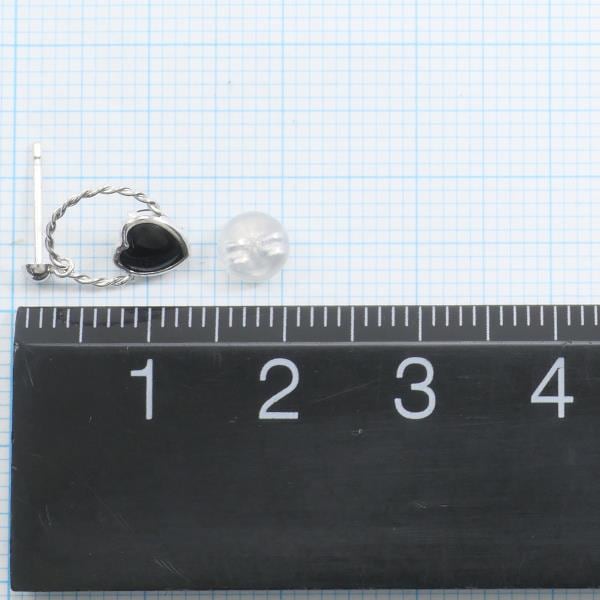 K14 14金 WG ホワイトゴールド ピアス オニキス 総重量約0.4g ジュエリー 中古 K14 14金 WG ホワイトゴールド ピアス オニキス 総重量約0.4g ジュエリー 中古