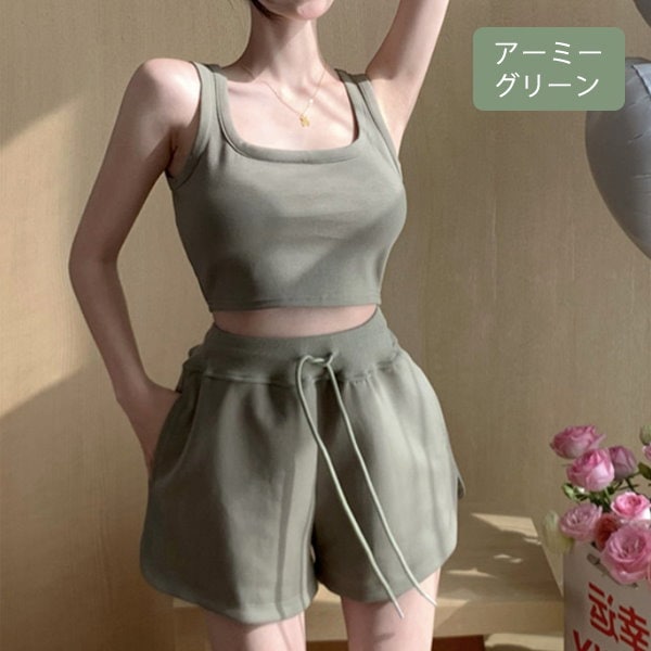 Qoo10] ノースリーブ ショートパンツ アンサンブ