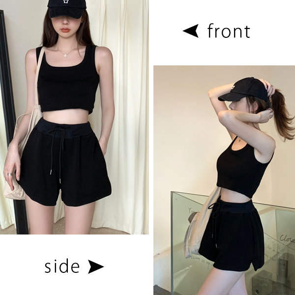 Qoo10] ノースリーブ ショートパンツ アンサンブ