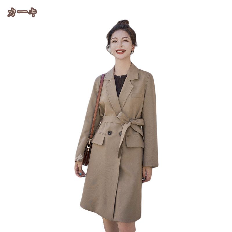 スプリングコート トレンチコート レディース コート 長袖 ジャケット キレイめ 春秋物 秋服 裏地付き 薄手 ロングカーディガン 春 アウター 無地 大きいサイズ ミディアム丈 おしゃれ 20代 3