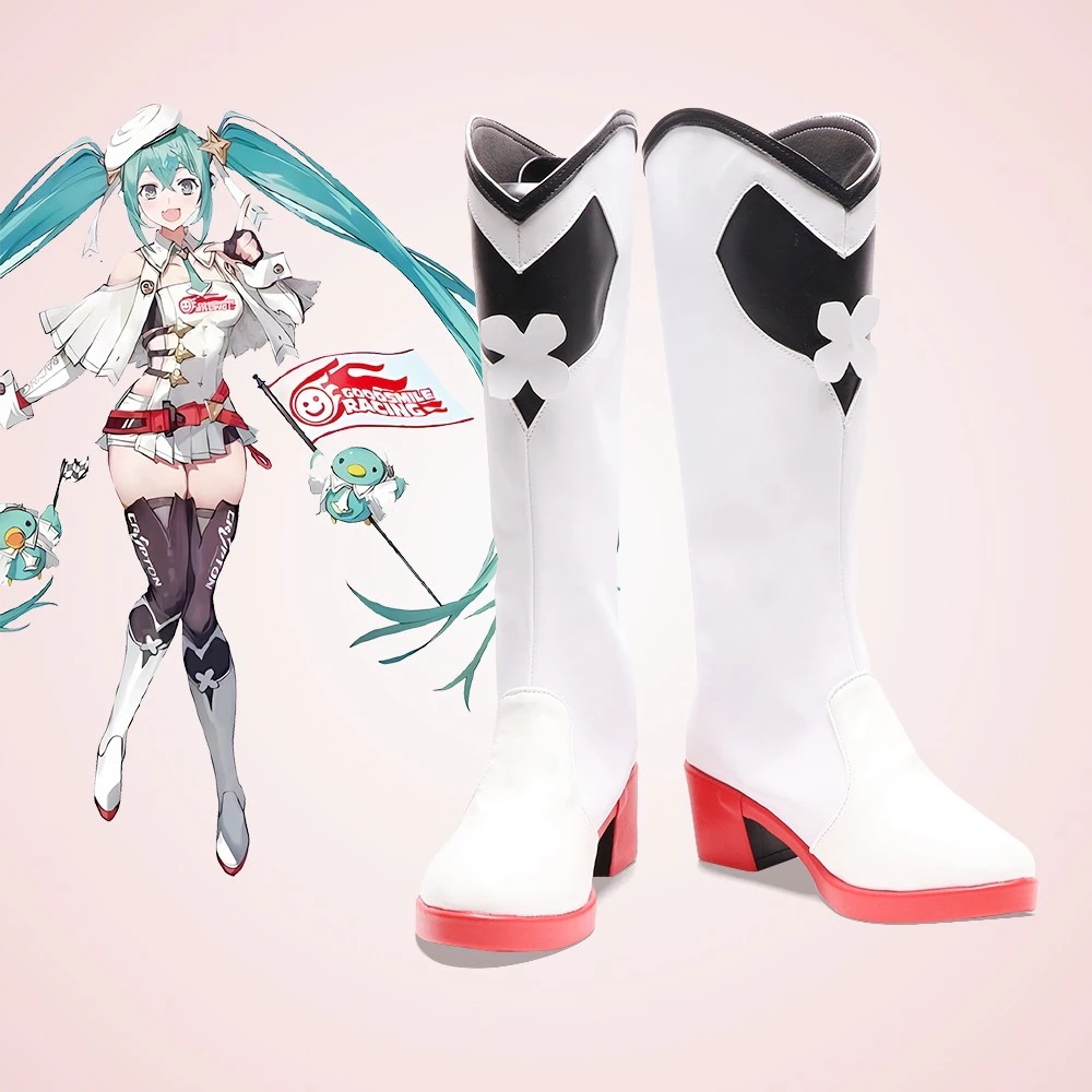 コスプレ靴 2023RACING 初音ミク レーシングミク Racing Miku 下駄 シューズ 長靴 コスプレ クリスマス ハロウィン