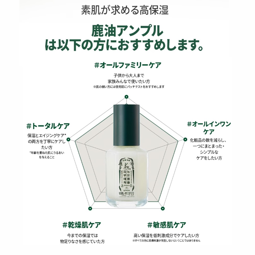 百層保湿, 鹿油ソリューションアンプル40ML(x4), 高保湿, 高栄養クリーム, 肌バリア強化, 韓国化粧品