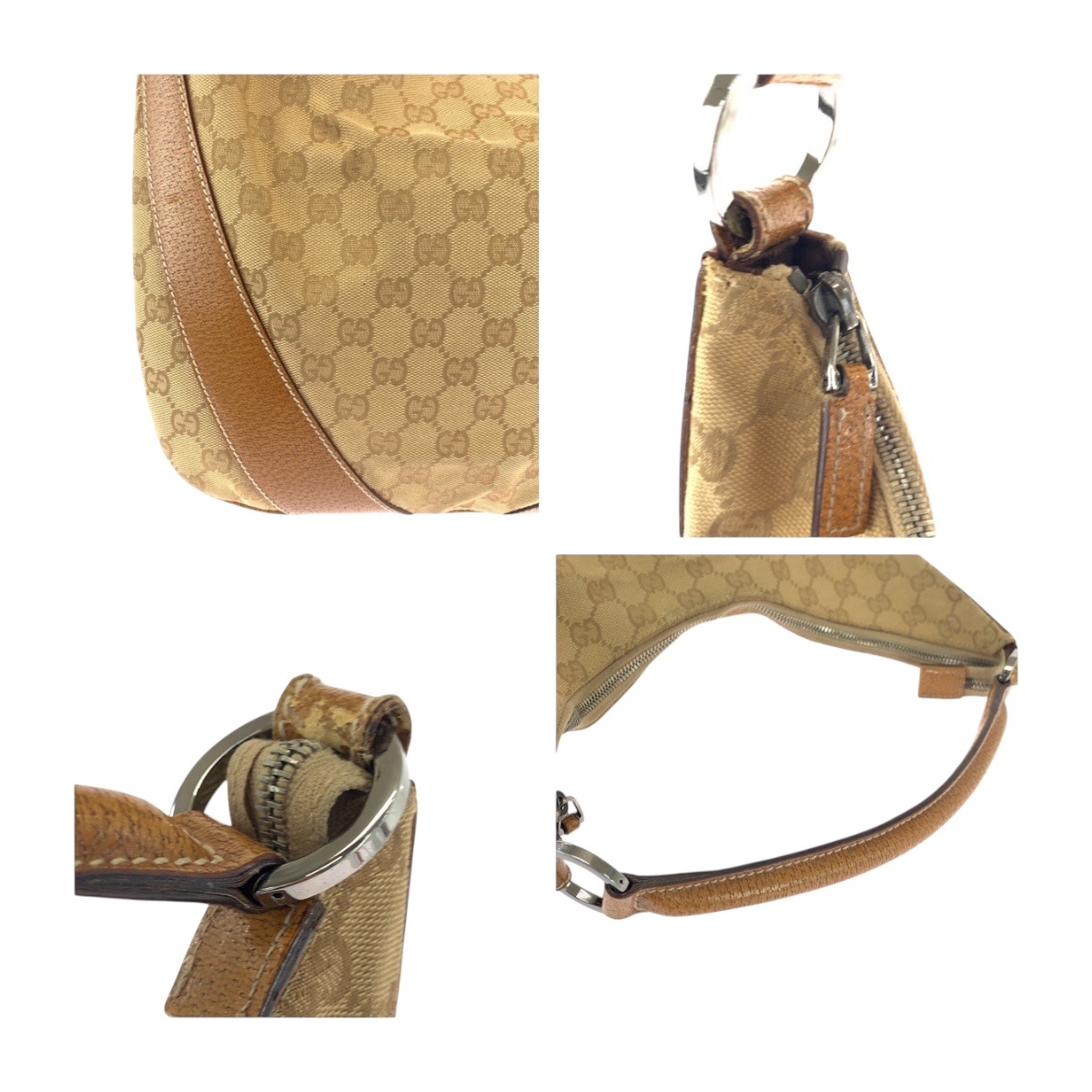 ベージュ キャメル シルバー金具 GGキャンバス 124357 ショルダーバッグ 肩掛け レディース 504772 ベージュ キャメル シルバー金具 GGキャンバス 124357 ショルダーバッグ 肩掛け レディース 504772