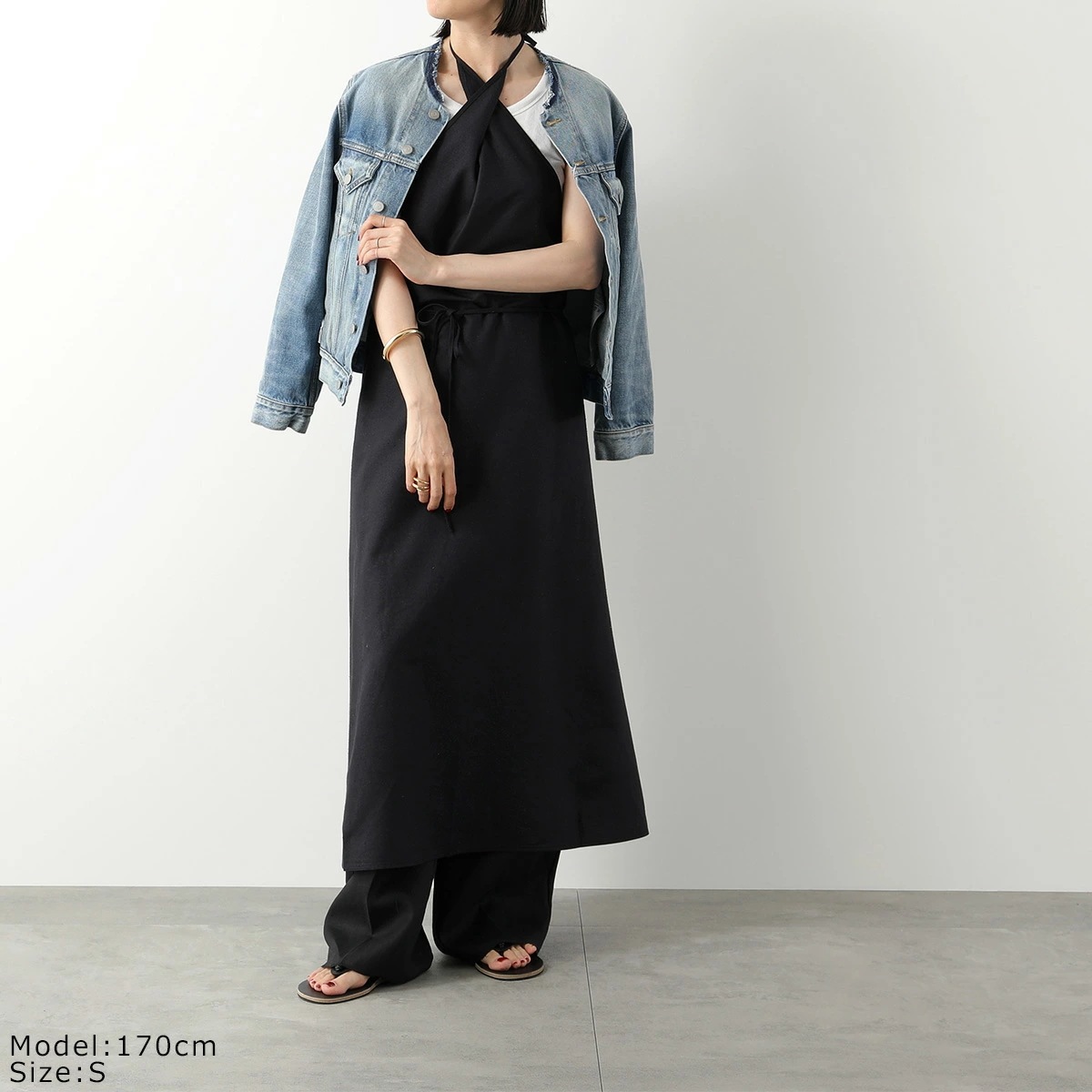 BASERANGE ベースレンジ ワンピース APRON DRESS DRAP RS 000 レディース シルク ノースリーブ ロング丈 ホルターネック カラー2色