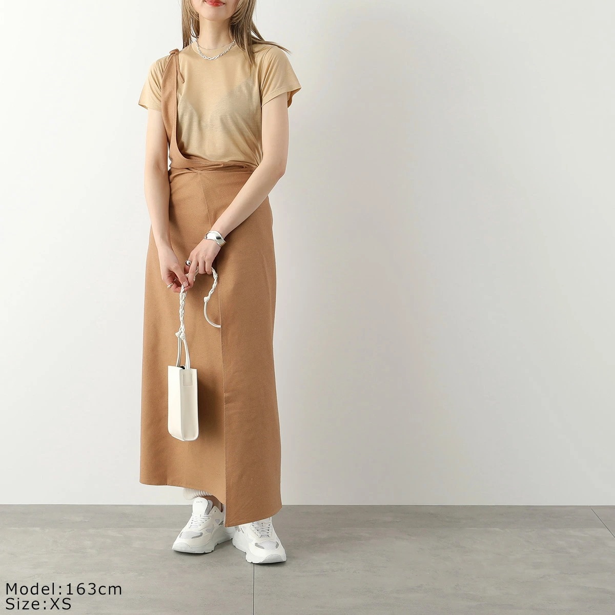 BASERANGE ベースレンジ ワンピース APRON DRESS DRAP RS 000 レディース シルク ノースリーブ ロング丈 ホルターネック カラー2色