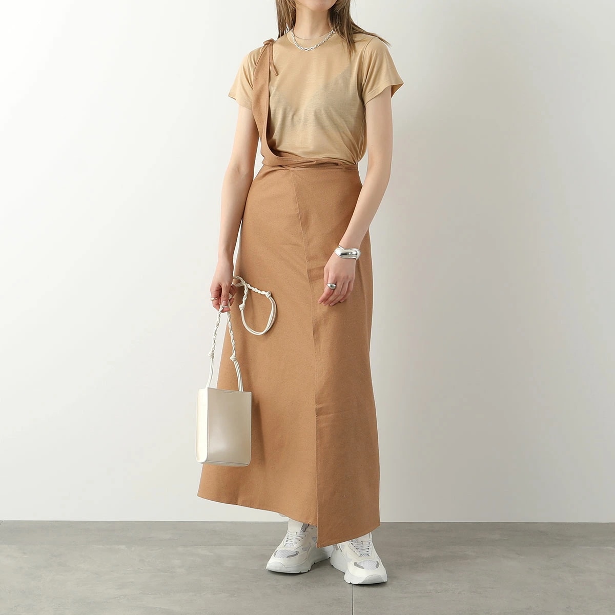 BASERANGE ベースレンジ ワンピース APRON DRESS DRAP RS 000 レディース シルク ノースリーブ ロング丈 ホルターネック カラー2色