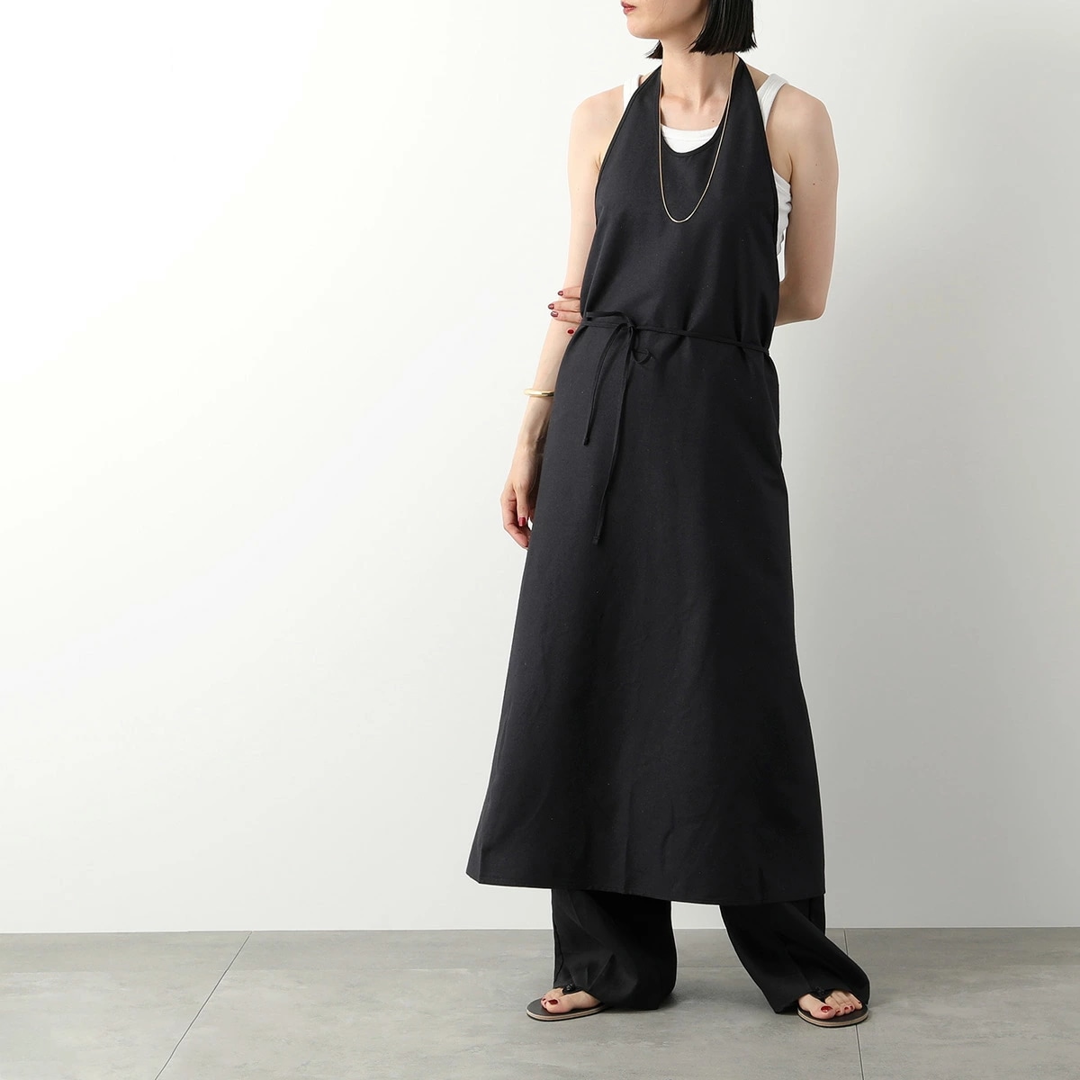 BASERANGE ベースレンジ ワンピース APRON DRESS DRAP RS 000 レディース シルク ノースリーブ ロング丈 ホルターネック カラー2色