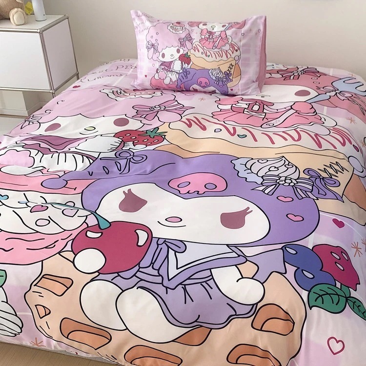 ふんわりキュートなクレヨンしんちゃん女の子用純綿4点セットさわやかコットン掛け布団カバーオールシーズン快適寝具