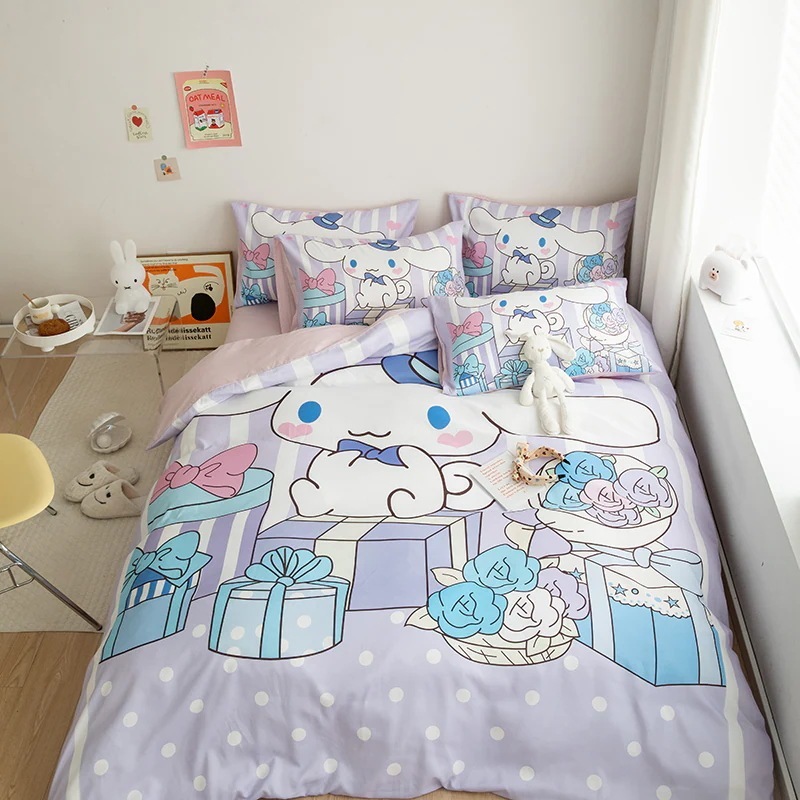 ふんわりキュートなクレヨンしんちゃん女の子用純綿4点セットさわやかコットン掛け布団カバーオールシーズン快適寝具