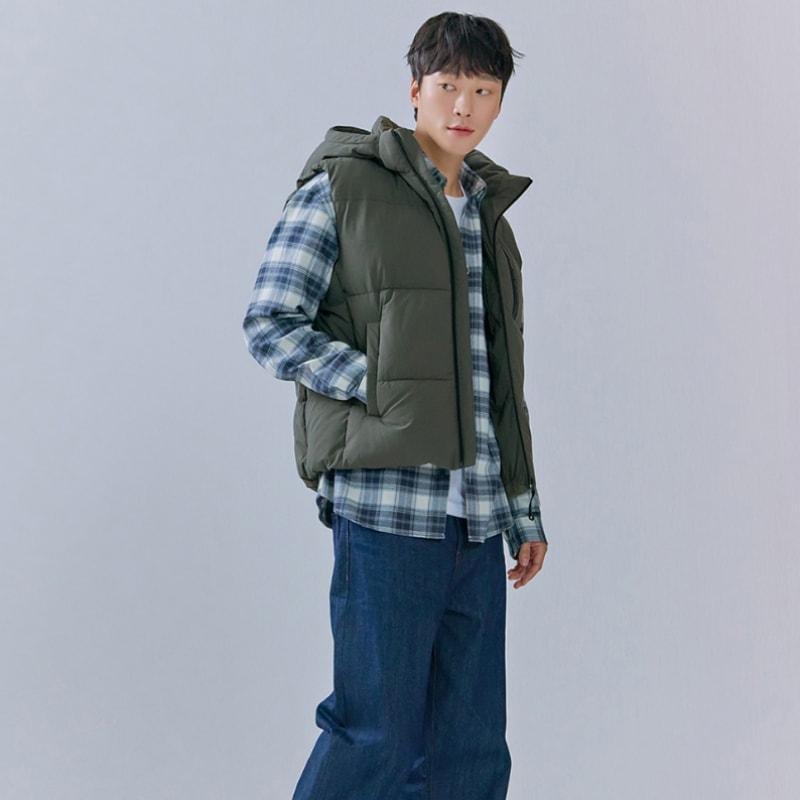 [チェースカルト] メンズエアーボリュームフード付きベスト-CFRK7312C0V