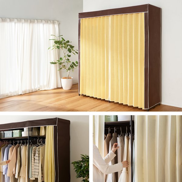 サイズが選べるカバー付クローゼットハンガー 幅60-90cm・伸縮 組立式