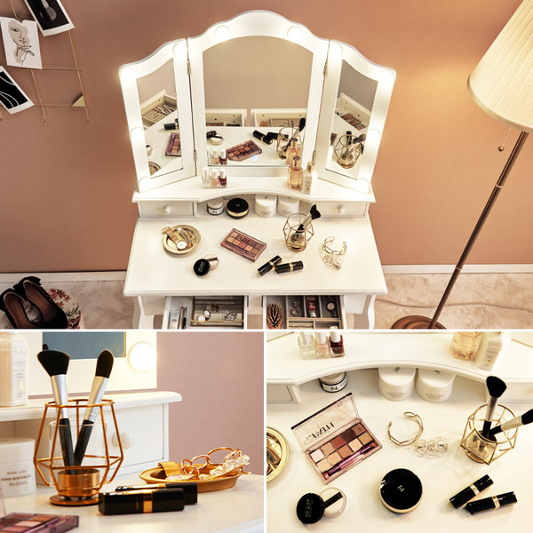 ドレッサー 約幅75奥行42高さ138cm ホワイト