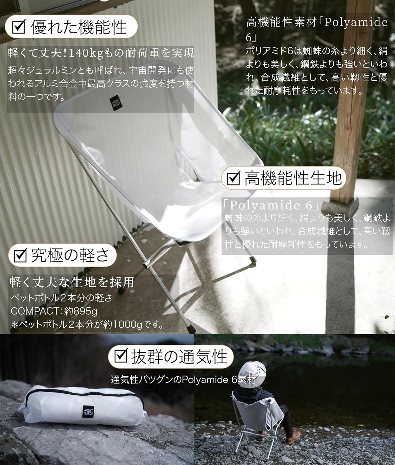 アウトドアチェア 軽量 895g 高強度 透明感 折畳み 人間工学設計 140kg耐荷重 コンパクト収納 キャンプ用 インドア/アウトドア兼用 瞬時に設営撤収 ローチェア グランドチェア ロータイプ アウトドアチェア 軽量 895g 高強度 透明感 折畳み 人間工学設計 140kg耐荷重 コンパクト収納 キャンプ用 インドア/アウトドア兼用 瞬時に設営撤収 ローチェア グランドチェア ロータイプ