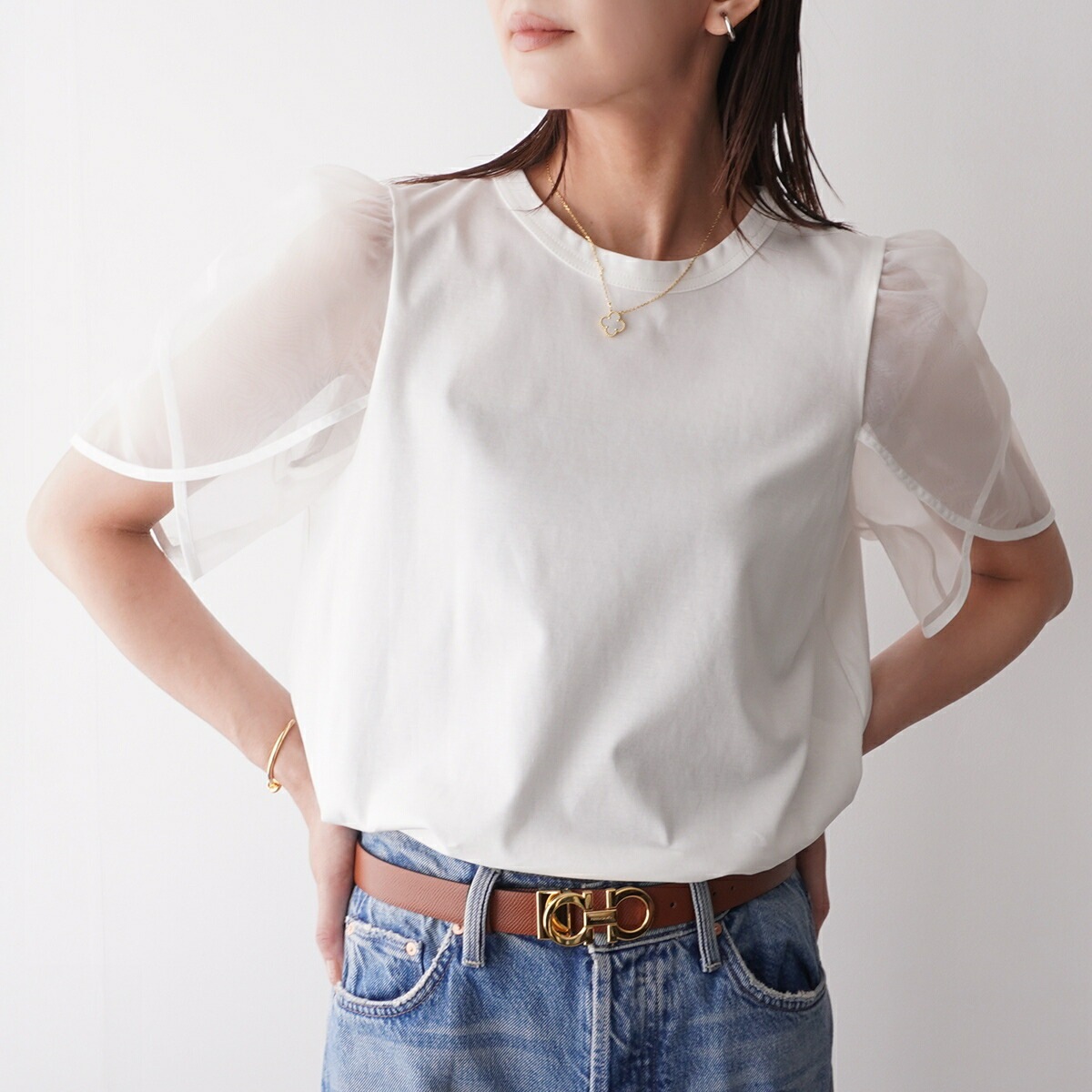 TORRAZZO DONNA トラッゾドンナ カットソー Tulip sleeve T-shirt 6252-421 レディース チューリップスリーブ オーガンジー 半袖 カラー2色 【mega】 TORRAZZO DONNA トラッゾドンナ カットソー Tulip sleeve T-shirt 6252-421 レディース チューリップスリーブ オーガンジー 半袖 カラー2色 【mega】