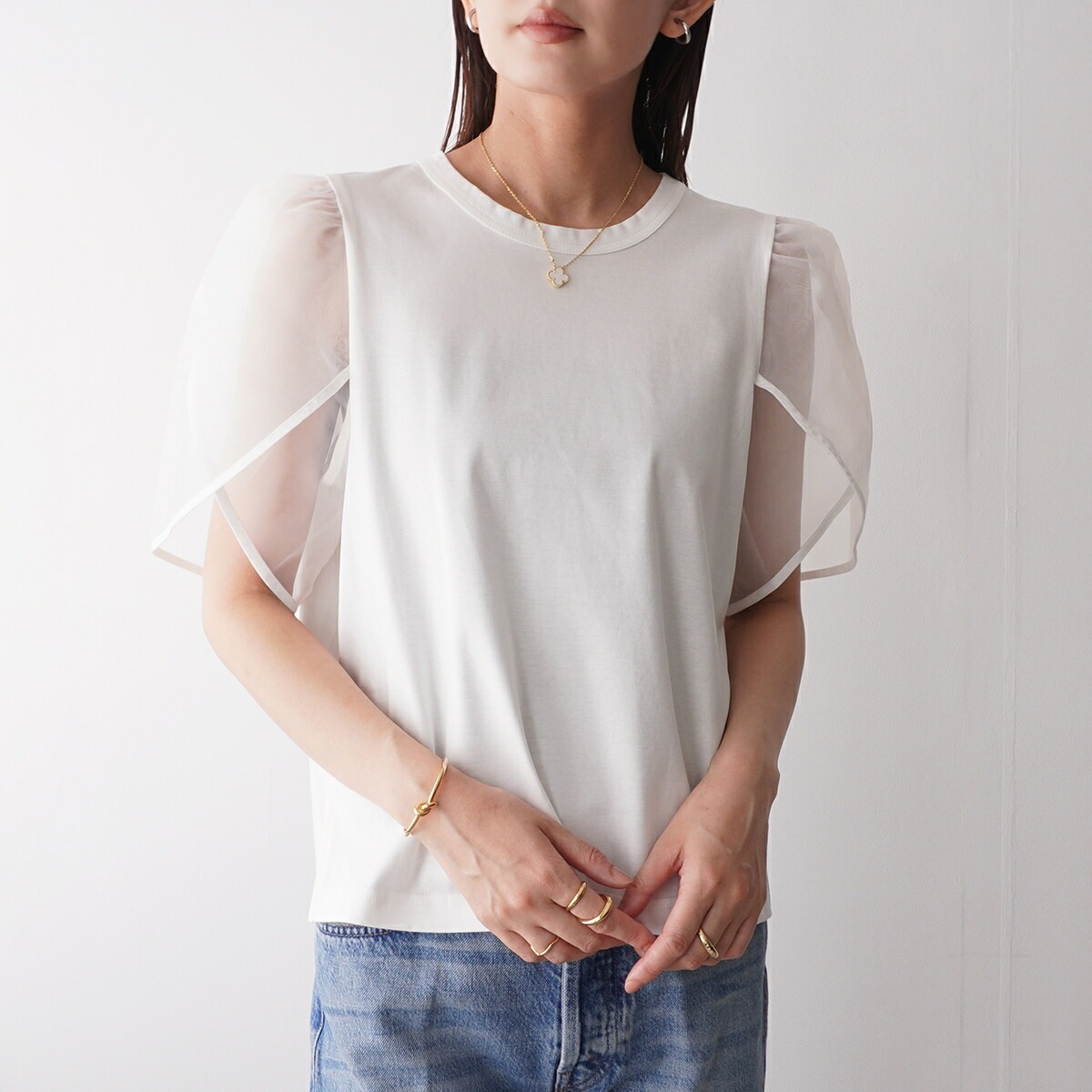 TORRAZZO DONNA トラッゾドンナ カットソー Tulip sleeve T-shirt 6252-421 レディース チューリップスリーブ オーガンジー 半袖 カラー2色 【mega】 TORRAZZO DONNA トラッゾドンナ カットソー Tulip sleeve T-shirt 6252-421 レディース チューリップスリーブ オーガンジー 半袖 カラー2色 【mega】