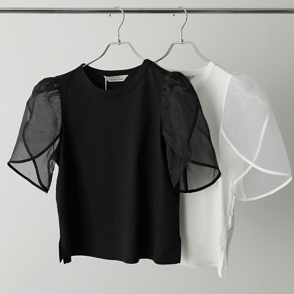 TORRAZZO DONNA トラッゾドンナ カットソー Tulip sleeve T-shirt 6252-421 レディース チューリップスリーブ オーガンジー 半袖 カラー2色 【mega】 TORRAZZO DONNA トラッゾドンナ カットソー Tulip sleeve T-shirt 6252-421 レディース チューリップスリーブ オーガンジー 半袖 カラー2色 【mega】