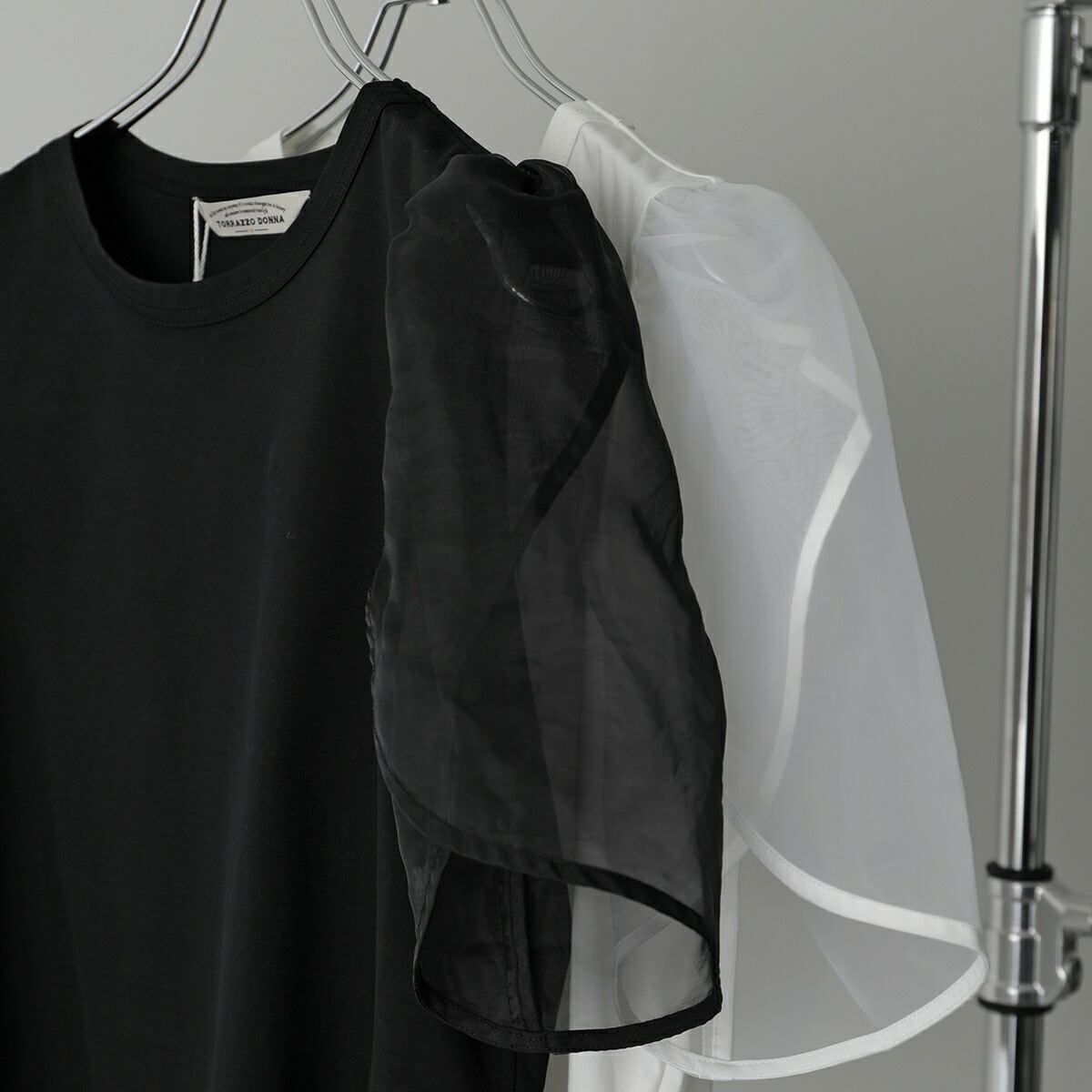 TORRAZZO DONNA トラッゾドンナ カットソー Tulip sleeve T-shirt 6252-421 レディース チューリップスリーブ オーガンジー 半袖 カラー2色 【mega】 TORRAZZO DONNA トラッゾドンナ カットソー Tulip sleeve T-shirt 6252-421 レディース チューリップスリーブ オーガンジー 半袖 カラー2色 【mega】