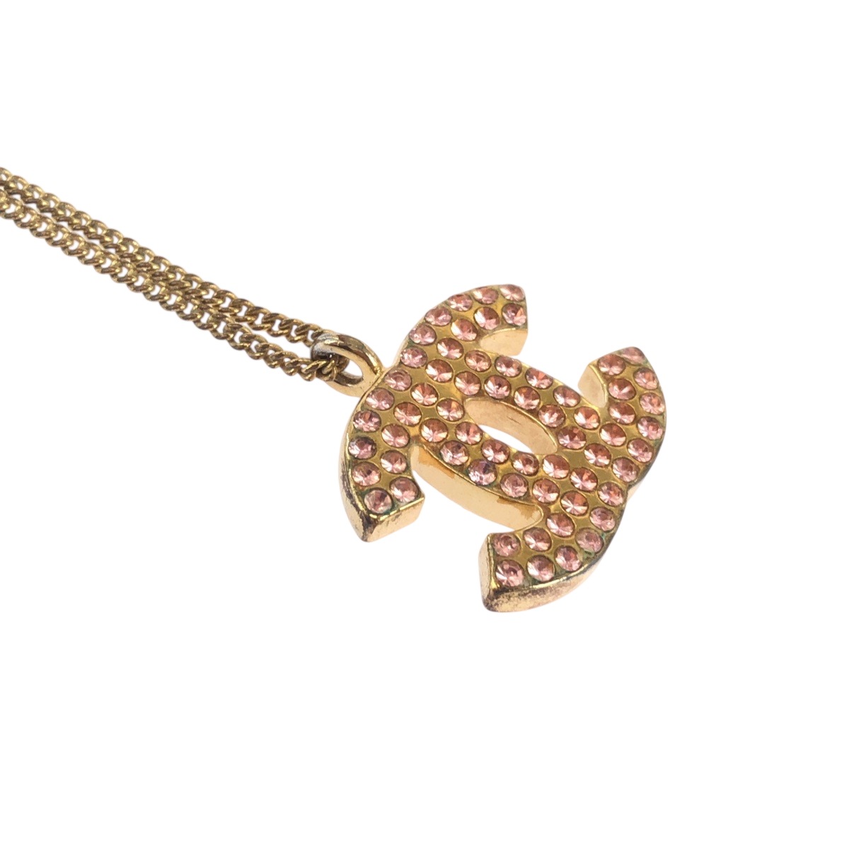 美品 ヴィンテージ ココマーク ラインストーン ゴールド ピンク メッキ ネックレス 02P刻印 レディース 502827 美品 ヴィンテージ ココマーク ラインストーン ゴールド ピンク メッキ ネックレス 02P刻印 レディース 502827