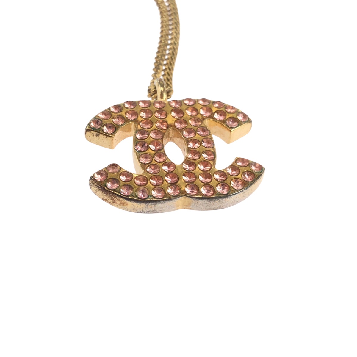 美品 ヴィンテージ ココマーク ラインストーン ゴールド ピンク メッキ ネックレス 02P刻印 レディース 502827 美品 ヴィンテージ ココマーク ラインストーン ゴールド ピンク メッキ ネックレス 02P刻印 レディース 502827