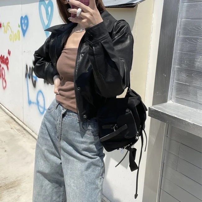 エコレザー ジャケット レディース 韓国 クロップド ショートジャケット オーバーサイズ 春 アウター エコレザー ジャケット レディース 韓国 クロップド ショートジャケット オーバーサイズ 春 アウター