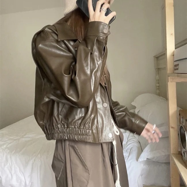 エコレザー ジャケット レディース 韓国 クロップド ショートジャケット オーバーサイズ 春 アウター エコレザー ジャケット レディース 韓国 クロップド ショートジャケット オーバーサイズ 春 アウター