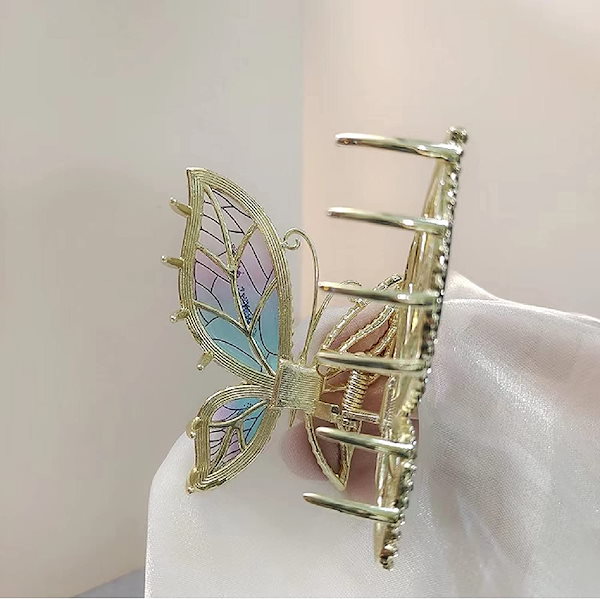 Qoo10] バンスクリップ 蝶 ヘアクリップ ダイア