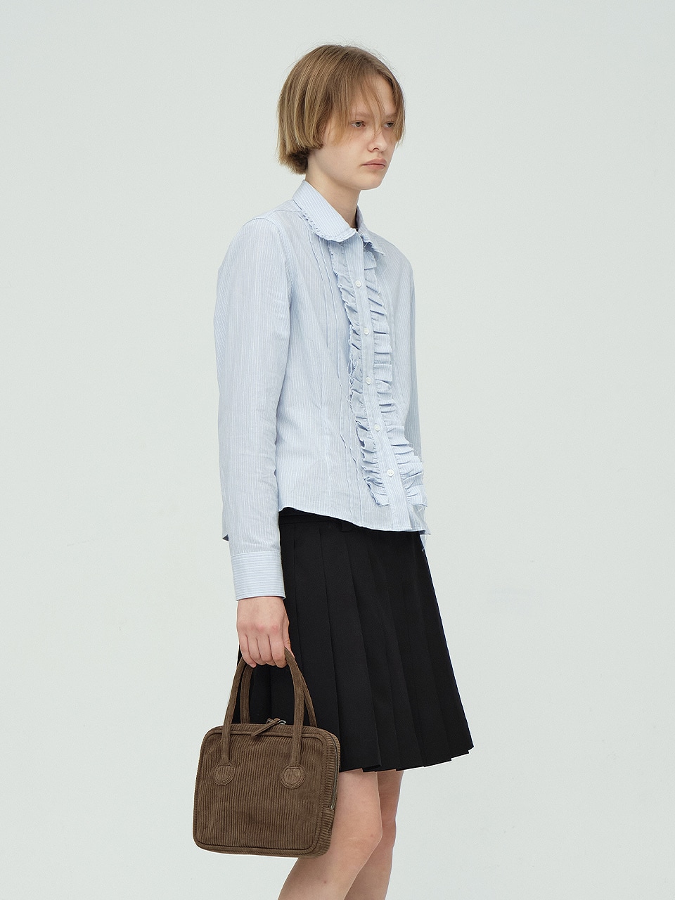 【MARGESHERWOOD】 PIPING SLIM TOTE : COCOA CORDUROY SUEDE 【MARGESHERWOOD】 PIPING SLIM TOTE : COCOA CORDUROY SUEDE