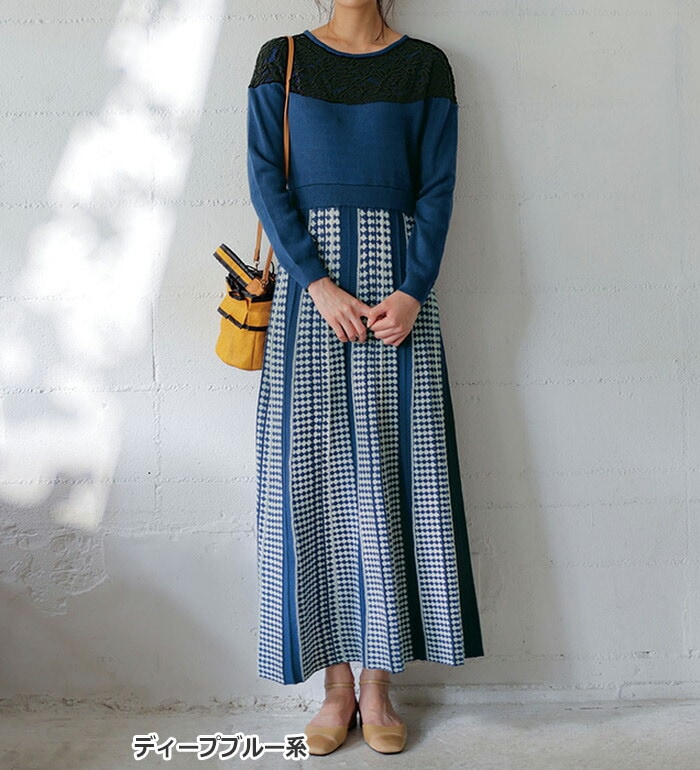 [最安値挑戦]！ジャカードニットワンピース レディース 春 ワンピース M-3L