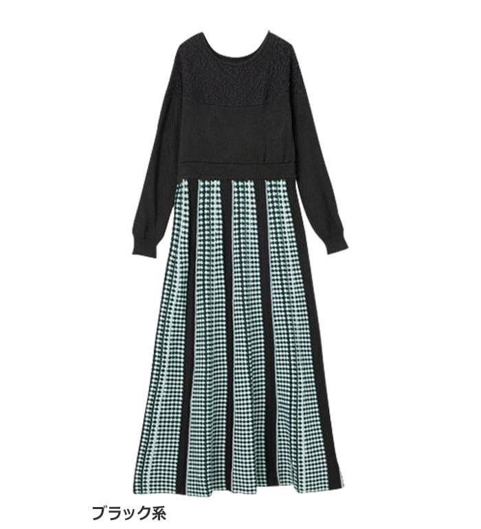 [最安値挑戦]！ジャカードニットワンピース レディース 春 ワンピース M-3L