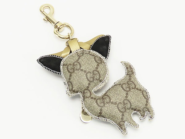 グッチ GGスプリーム グッチョリ チワワ キーホルダー キーリング レア美品グッチGGプラスグッチョリチワワブランドチャームバッグ