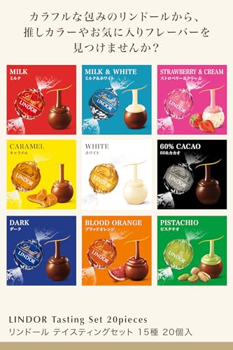 リンツ Lindt チョコレート リンドール テイスティングセット ピック&ミックス 15種20個入 推し活 ギフト 手提げ袋付き ショッピングバッグS付