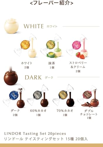 リンツ Lindt チョコレート リンドール テイスティングセット ピック&ミックス 15種20個入 推し活 ギフト 手提げ袋付き ショッピングバッグS付