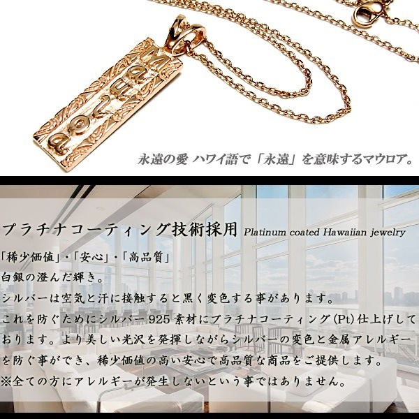 ハワイアンジュエリー リリ エグゼクティブ プラチナ 仕上げ プレートネックレス レディース メンズ