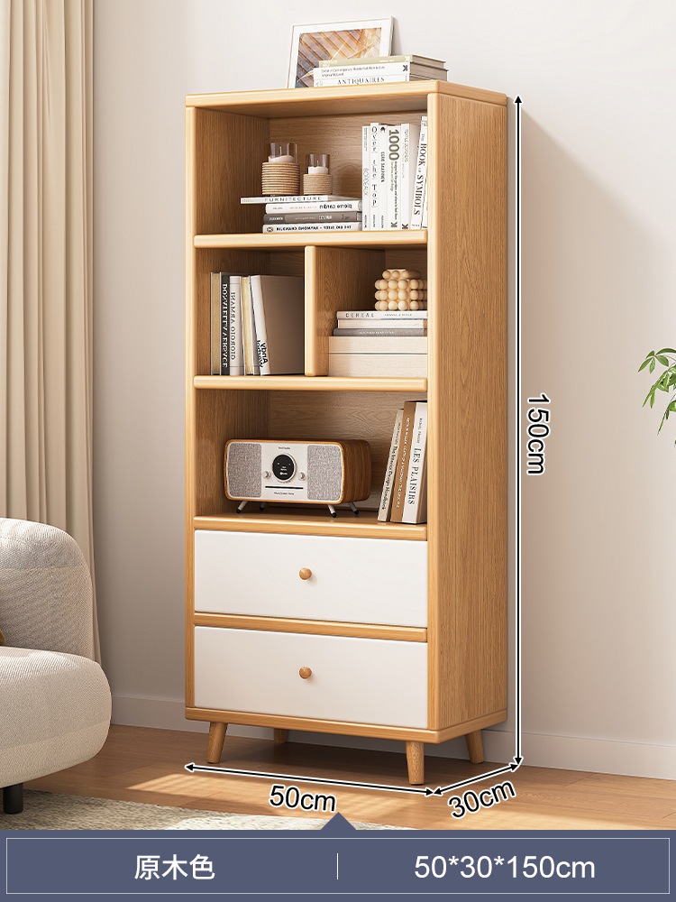 堅実な木材の生態系の本棚フロアスタンドシェルフリビングルームテレビ狭い本棚コーナーストレージキャビネットリビングルームtv