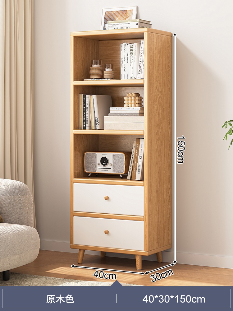 堅実な木材の生態系の本棚フロアスタンドシェルフリビングルームテレビ狭い本棚コーナーストレージキャビネットリビングルームtv
