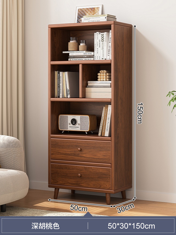 堅実な木材の生態系の本棚フロアスタンドシェルフリビングルームテレビ狭い本棚コーナーストレージキャビネットリビングルームtv