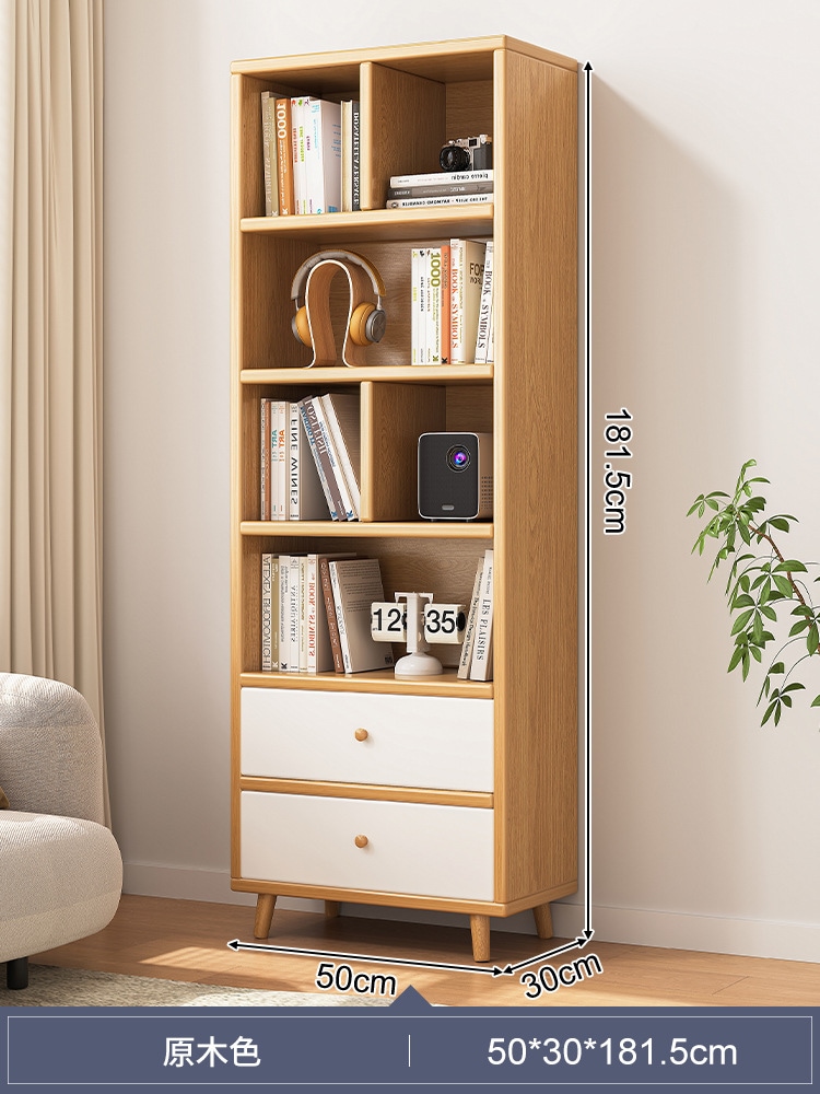 堅実な木材の生態系の本棚フロアスタンドシェルフリビングルームテレビ狭い本棚コーナーストレージキャビネットリビングルームtv