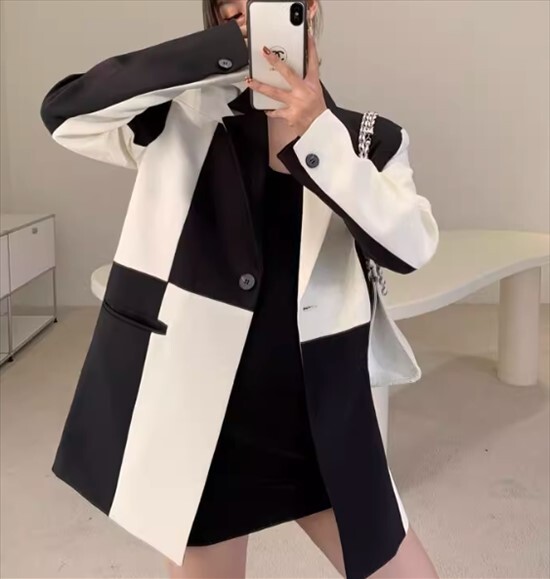 アウター トップス ジャケット テーラードカラー スーツジャケット カーディガン ジャケット シングルブレスト レギュラー丈 春 秋 長袖 前開き ボタン ポケット バイカラー 切替デザイン アウター トップス ジャケット テーラードカラー スーツジャケット カーディガン ジャケット シングルブレスト レギュラー丈 春 秋 長袖 前開き ボタン ポケット バイカラー 切替デザイン