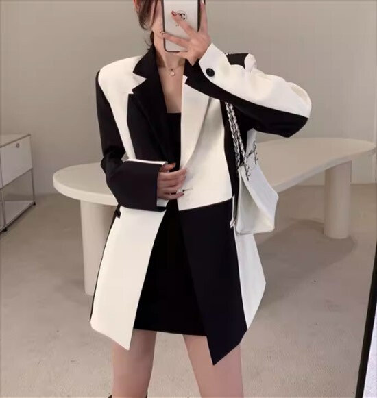 アウター トップス ジャケット テーラードカラー スーツジャケット カーディガン ジャケット シングルブレスト レギュラー丈 春 秋 長袖 前開き ボタン ポケット バイカラー 切替デザイン アウター トップス ジャケット テーラードカラー スーツジャケット カーディガン ジャケット シングルブレスト レギュラー丈 春 秋 長袖 前開き ボタン ポケット バイカラー 切替デザイン