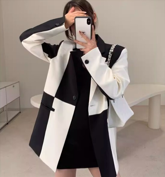 アウター トップス ジャケット テーラードカラー スーツジャケット カーディガン ジャケット シングルブレスト レギュラー丈 春 秋 長袖 前開き ボタン ポケット バイカラー 切替デザイン アウター トップス ジャケット テーラードカラー スーツジャケット カーディガン ジャケット シングルブレスト レギュラー丈 春 秋 長袖 前開き ボタン ポケット バイカラー 切替デザイン