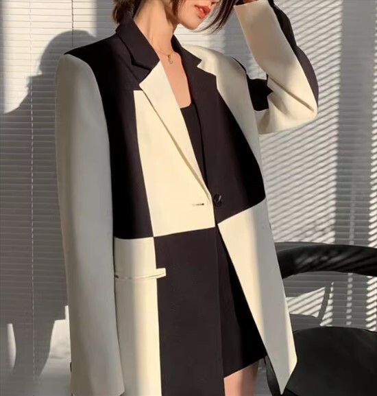 アウター トップス ジャケット テーラードカラー スーツジャケット カーディガン ジャケット シングルブレスト レギュラー丈 春 秋 長袖 前開き ボタン ポケット バイカラー 切替デザイン アウター トップス ジャケット テーラードカラー スーツジャケット カーディガン ジャケット シングルブレスト レギュラー丈 春 秋 長袖 前開き ボタン ポケット バイカラー 切替デザイン
